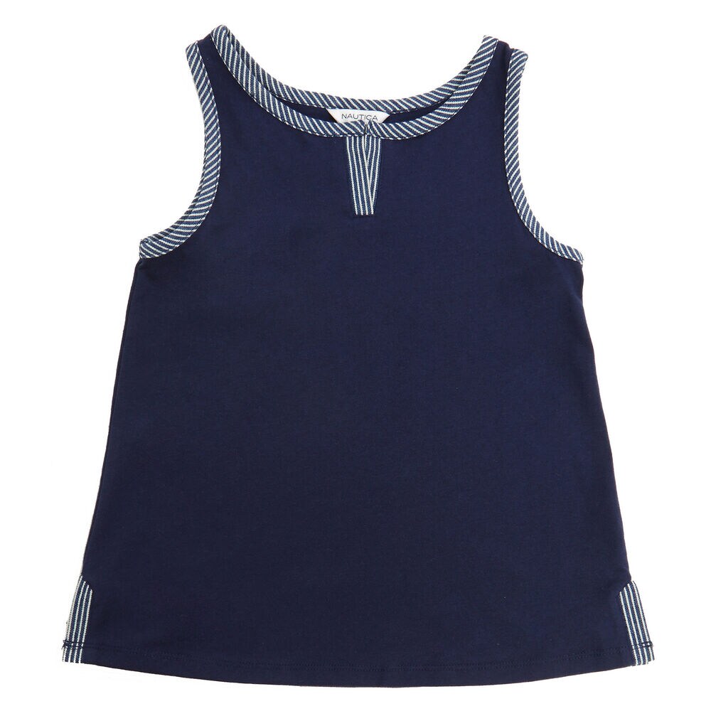 Little Girls' Railroad Stripe Tank (2T-7),Navy,large