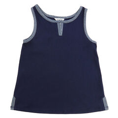 Little Girls' Railroad Stripe Tank (2T-7),Navy,large