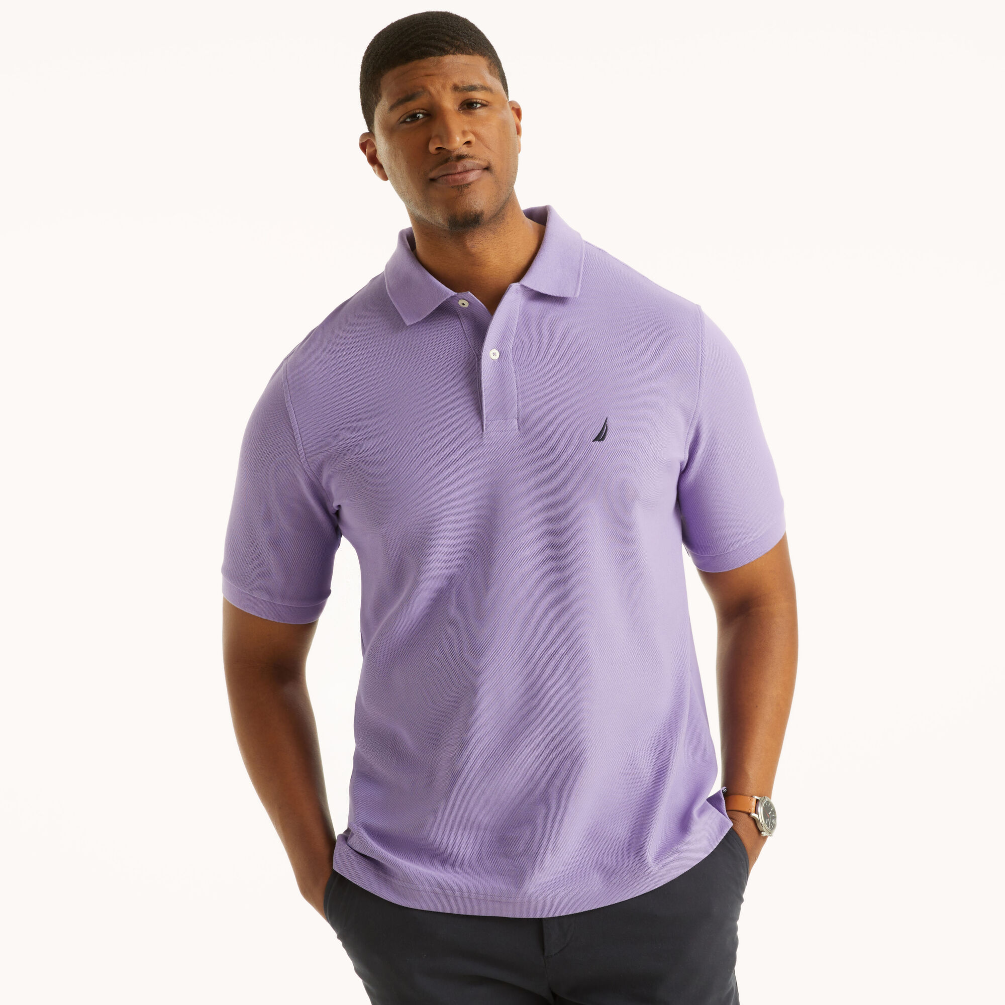 Big & Tall Classic Fit Performance Deck Polo,Deep Peri,large