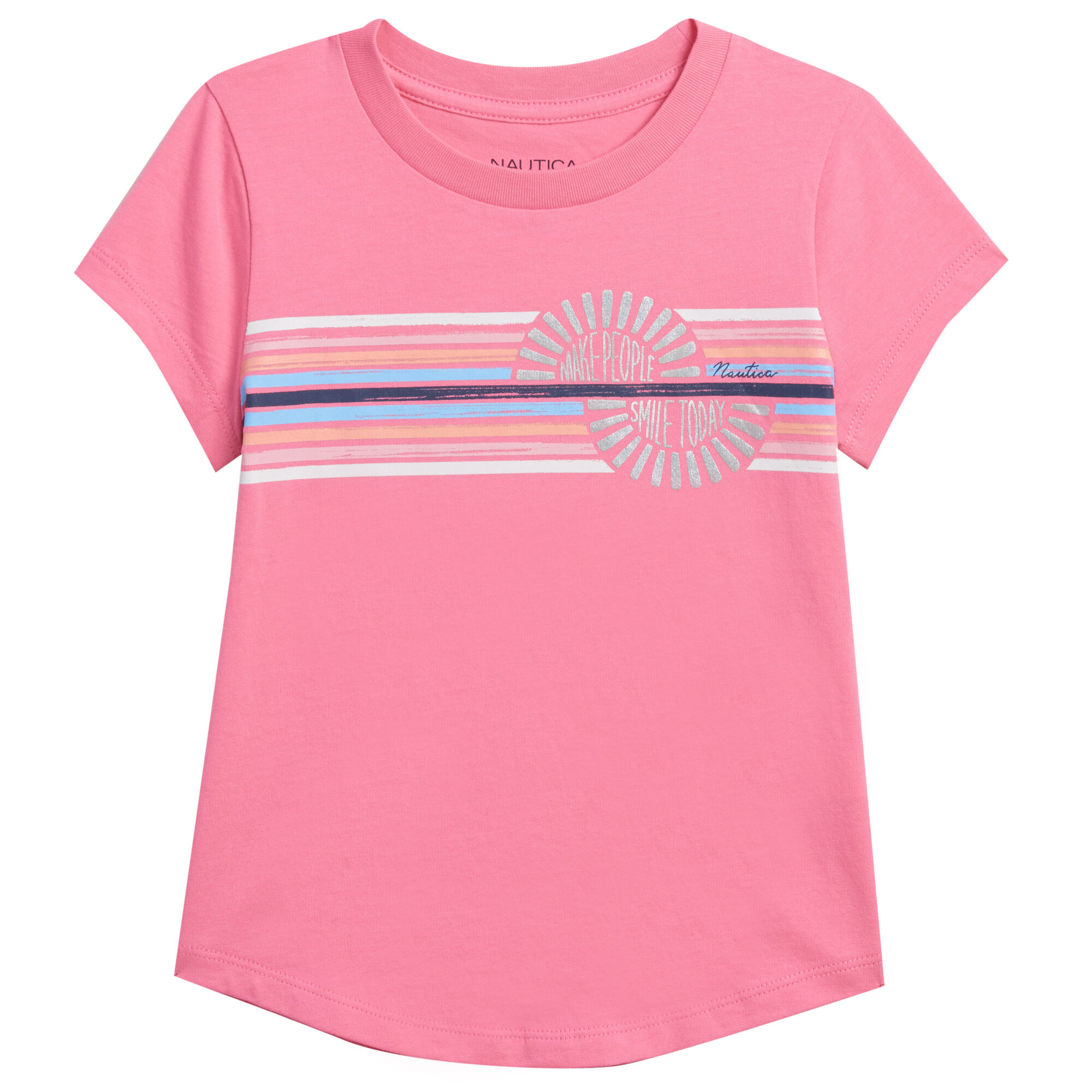 GIRLS' MAKE PEOPLE SMILE T-SHIRT (8-16),Firey Red,large