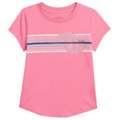 GIRLS' MAKE PEOPLE SMILE T-SHIRT (8-16),Firey Red,large