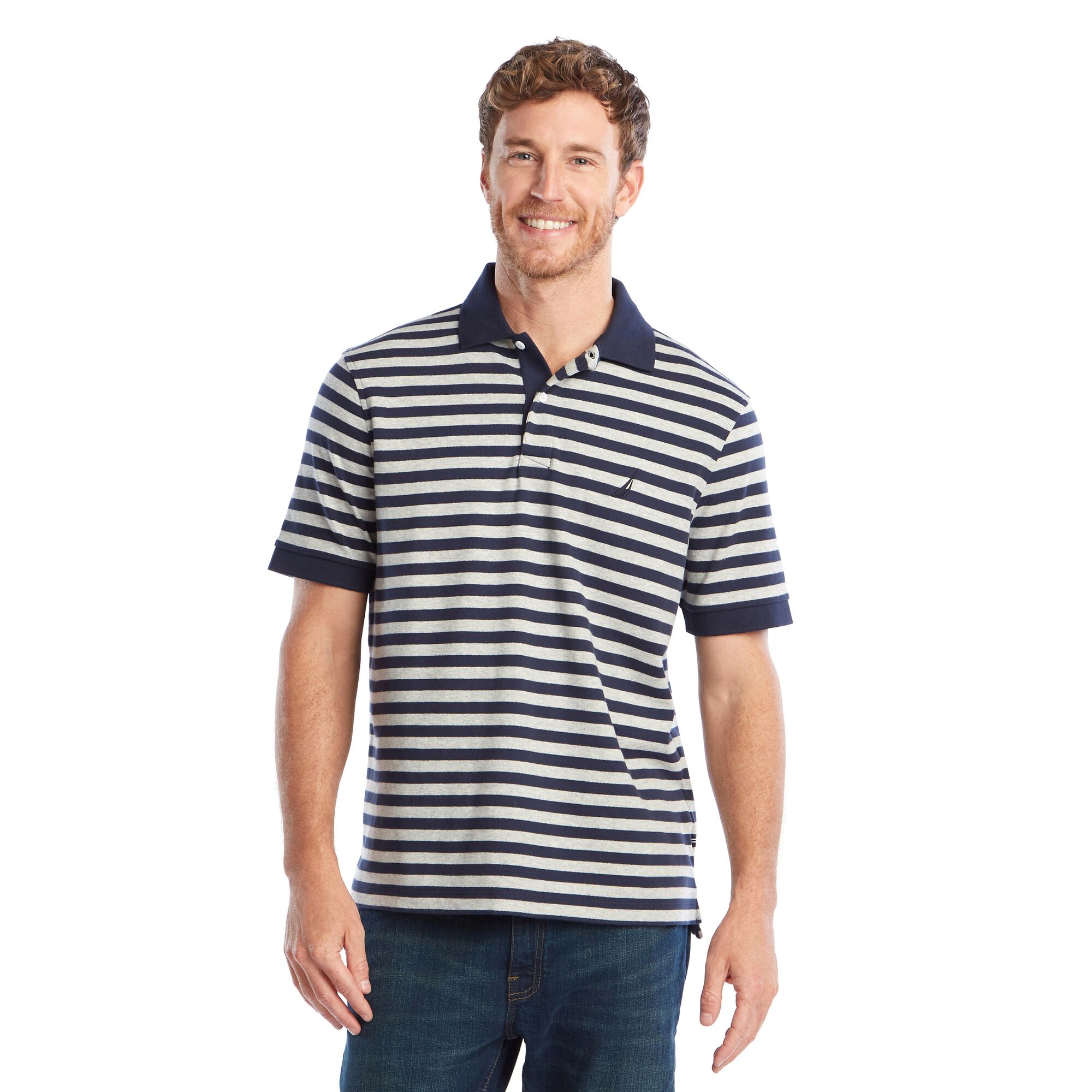 CLASSIC FIT BRAND ICON INTERLOCK POLO,Navy,large