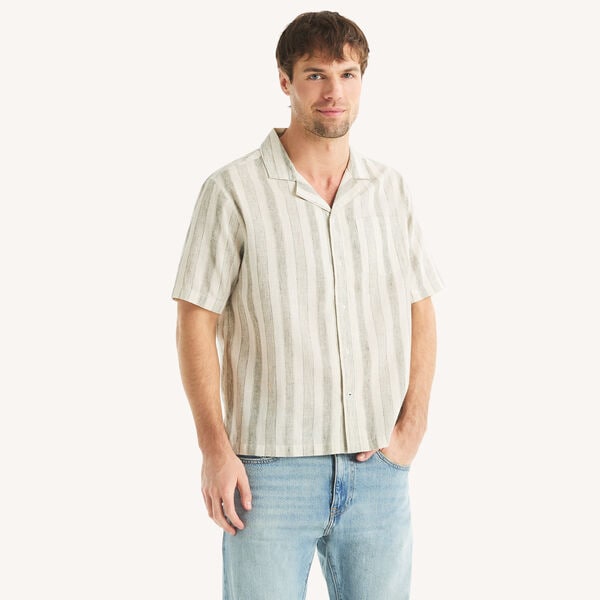 Striped Short-Sleeve Camp Shirt