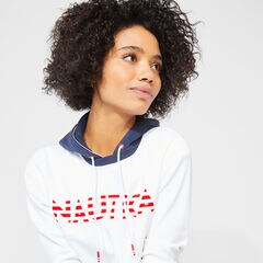 COLORBLOCK LOGO HOODIE,Bright White,large