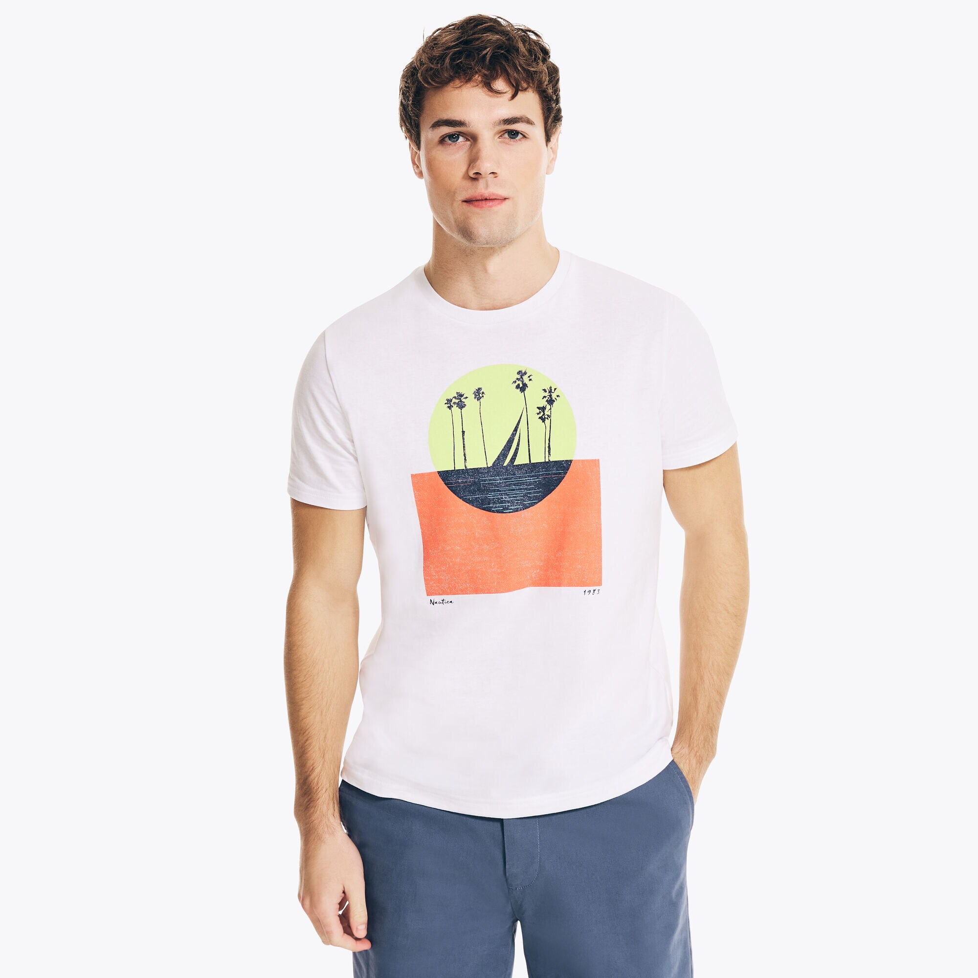 WEST COAST OCEAN GRAPHIC T-SHIRT,Bright White,large