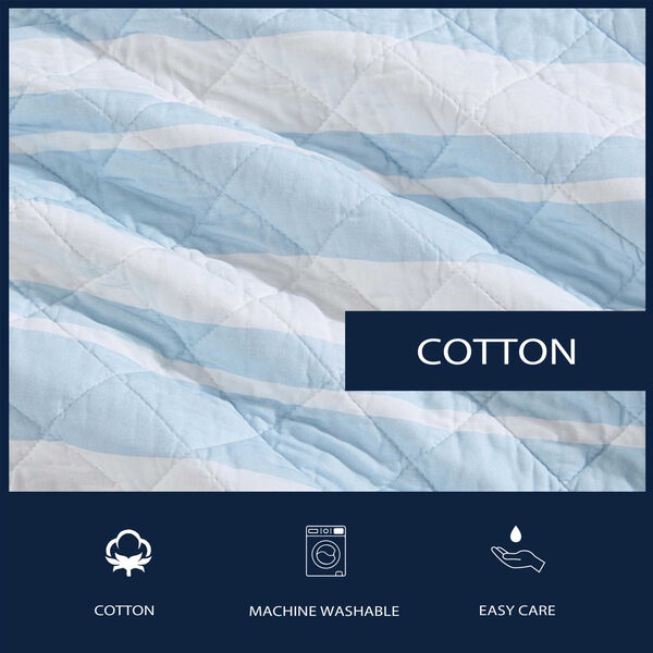 Seafront Stripe Blue Full/Queen Quilt Set