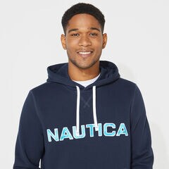 NAUTICA LOGO PULLOVER HOODIE,Navy,large