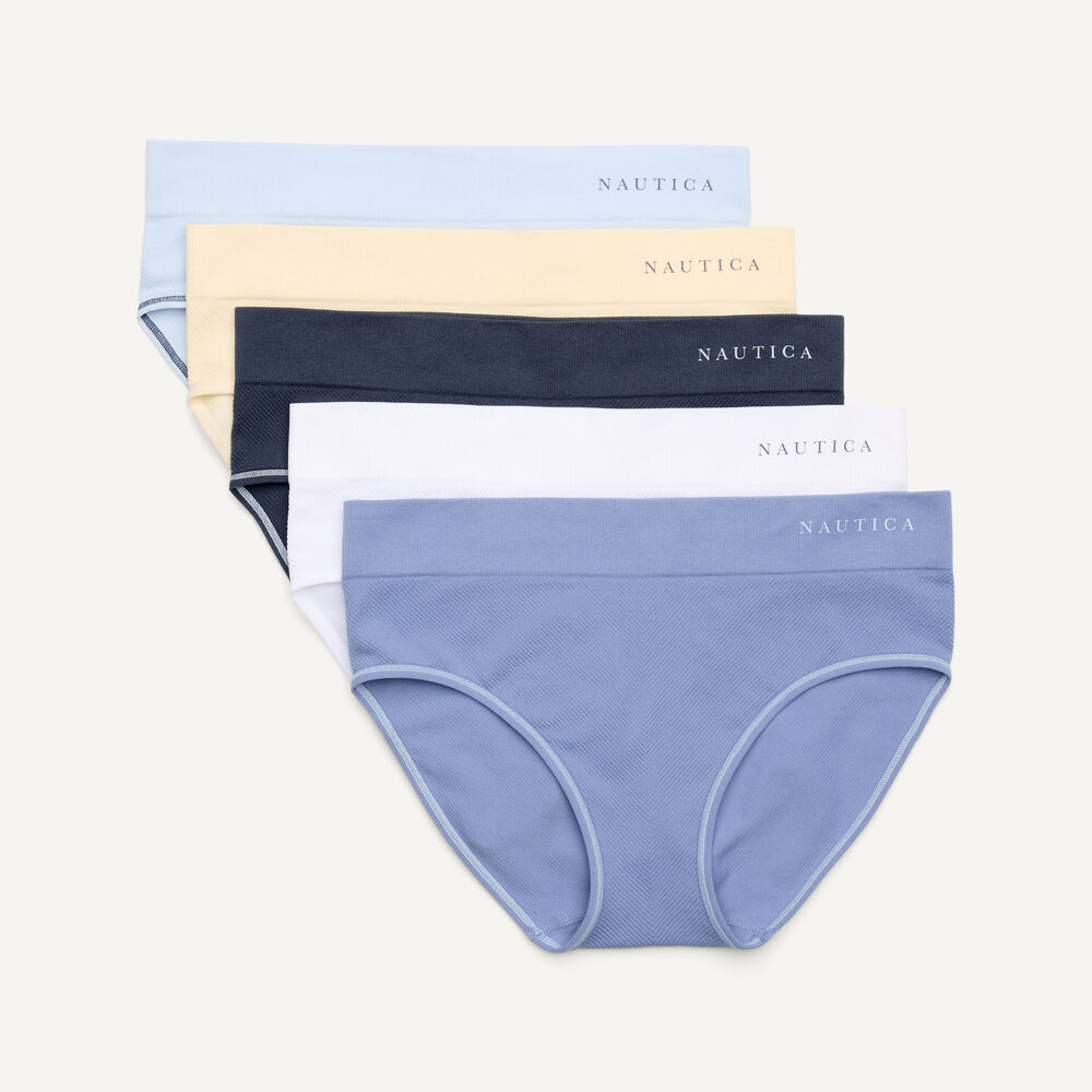 Ribbed Seamless Hipster Brief, 5-Pack,Hawaiian Ocean,large