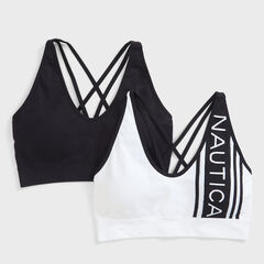 STRIPE LOGO BRA, 2-PACK,Antique White Wash,large