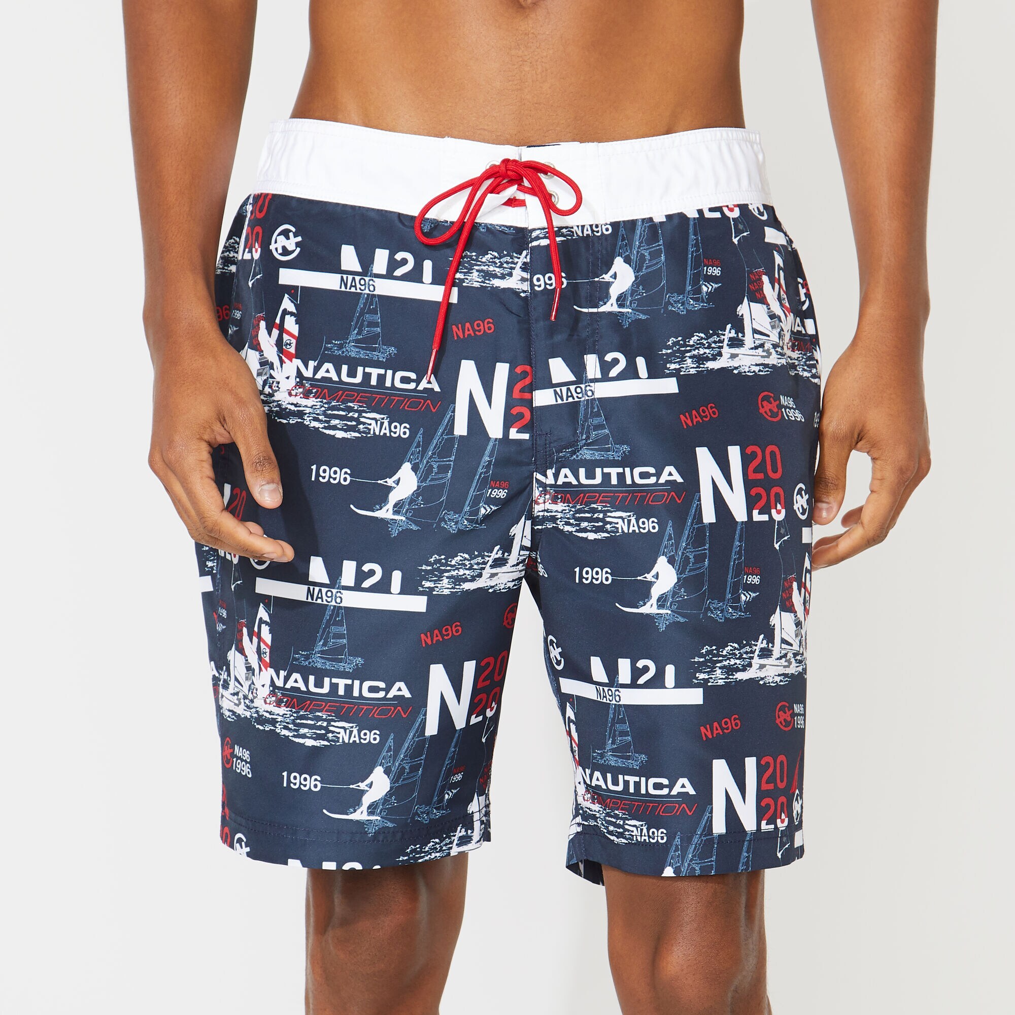 8" COMPETITION PRINT QUICK-DRY SWIM,Navy,large