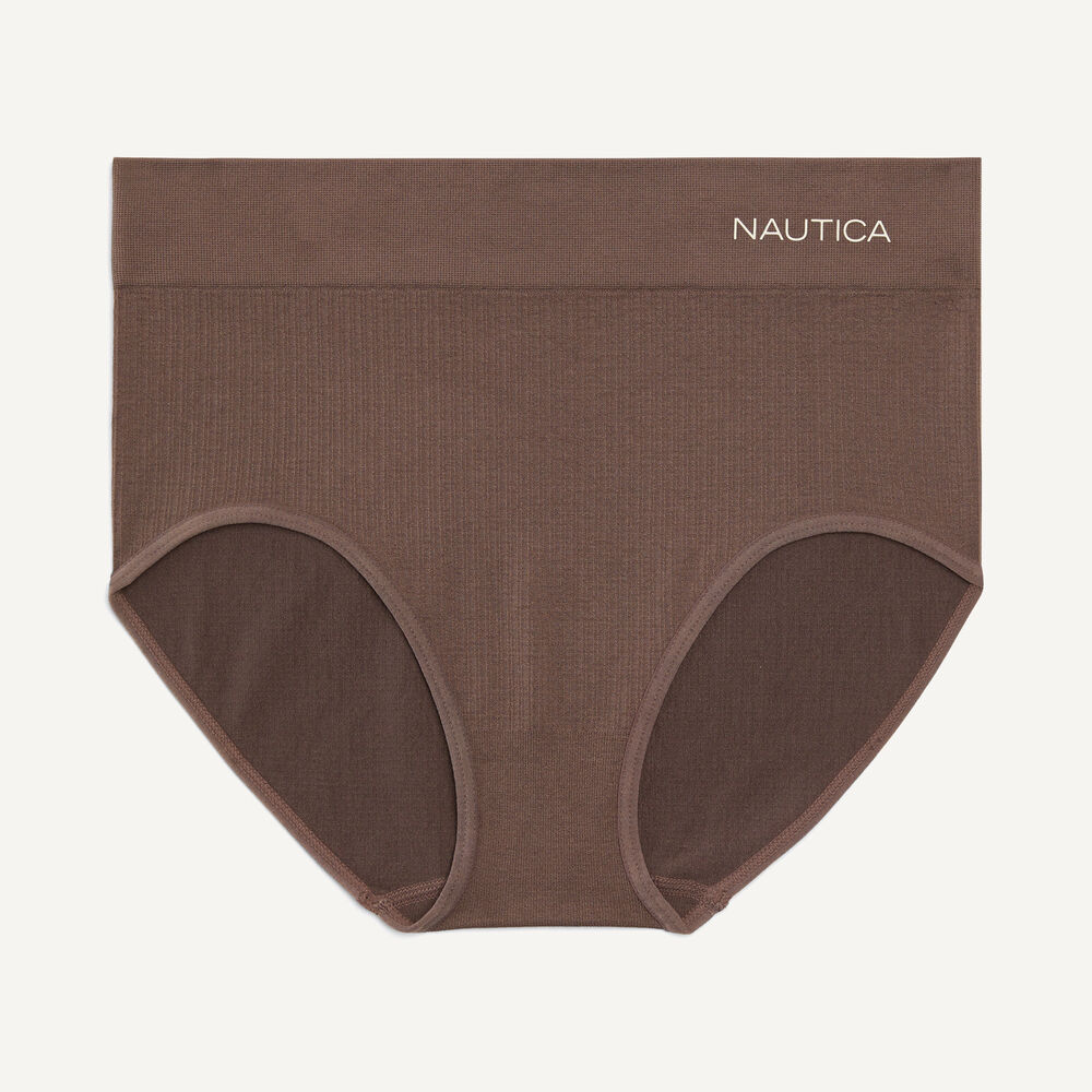 Seamless Ribbed Brief, 5-Pack,Dark Brown,large