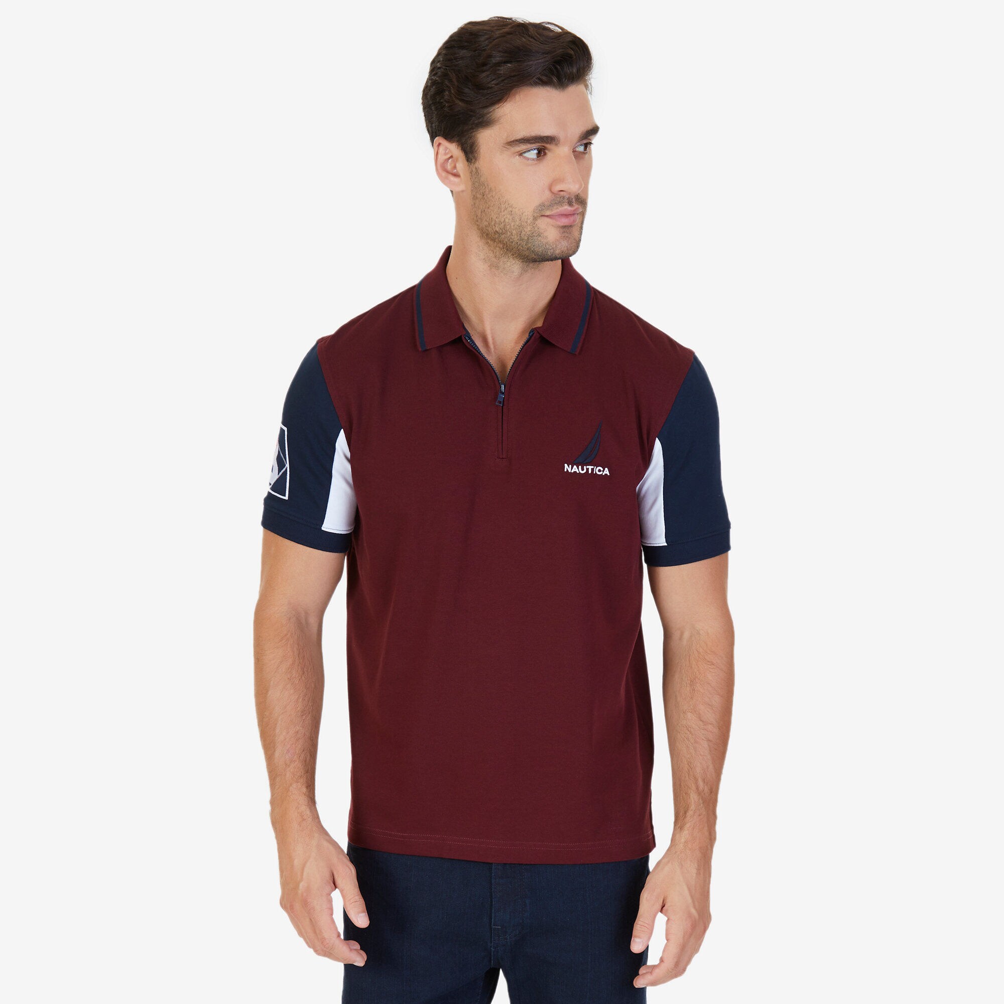 burgundy nautica shirt