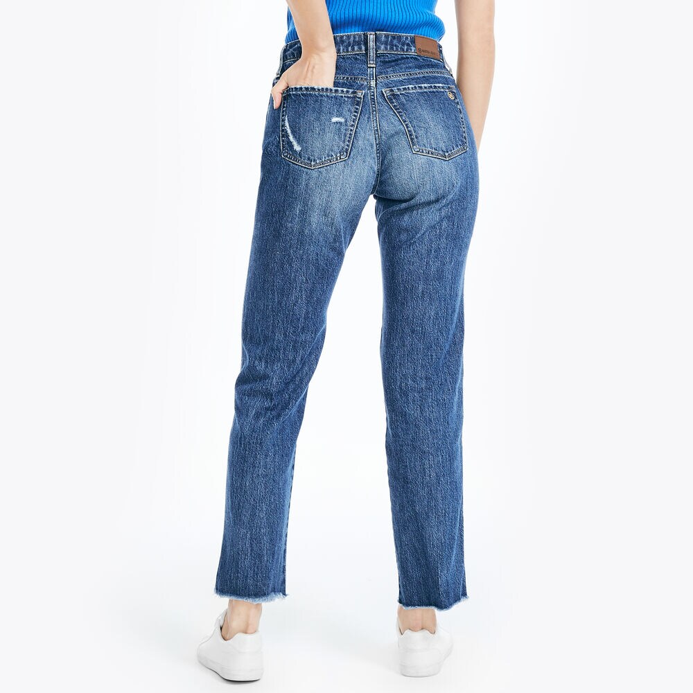 NAUTICA JEANS CO. MID-RISE STRAIGHT DENIM,Ocean Depth Heather,large