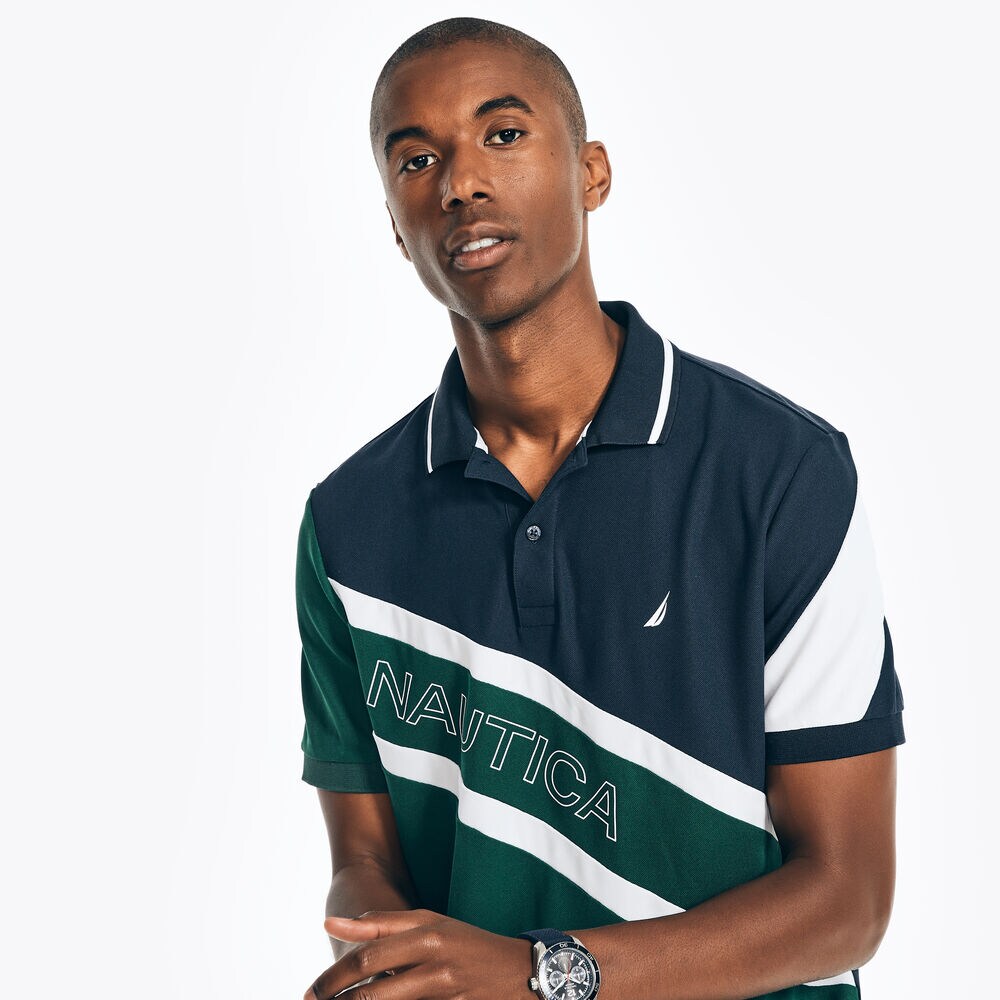 NAVTECH SUSTAINABLY CRAFTED CLASSIC FIT PIECED POLO,Navy,large