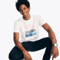 Sky & Ocean Graphic T-Shirt,Bright White,large