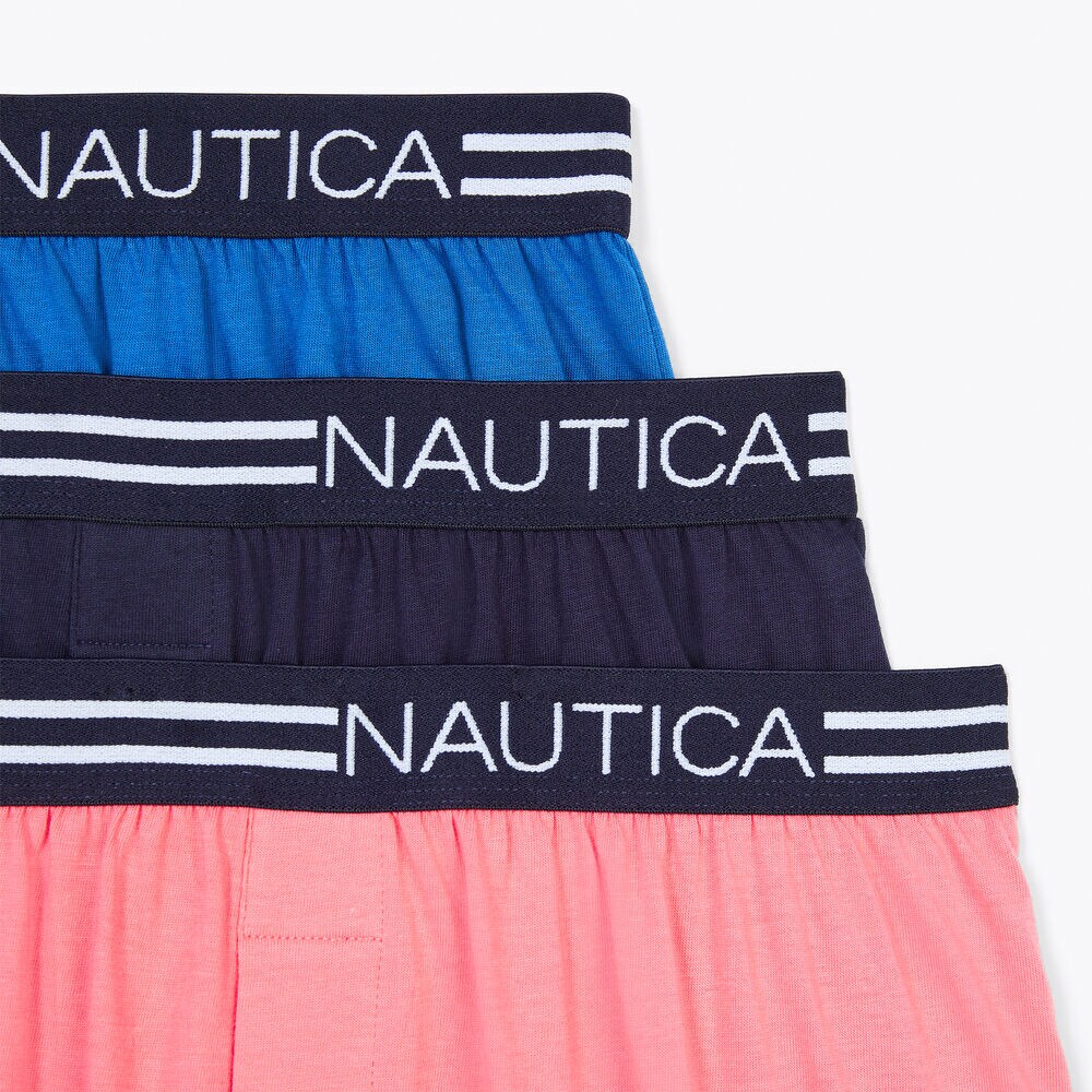 SOLID KNIT BOXERS, 3-PACK,Blue Dive,large