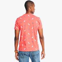 Sustainably Crafted Printed Crewneck T-Shirt,Dark Coral Cape,large