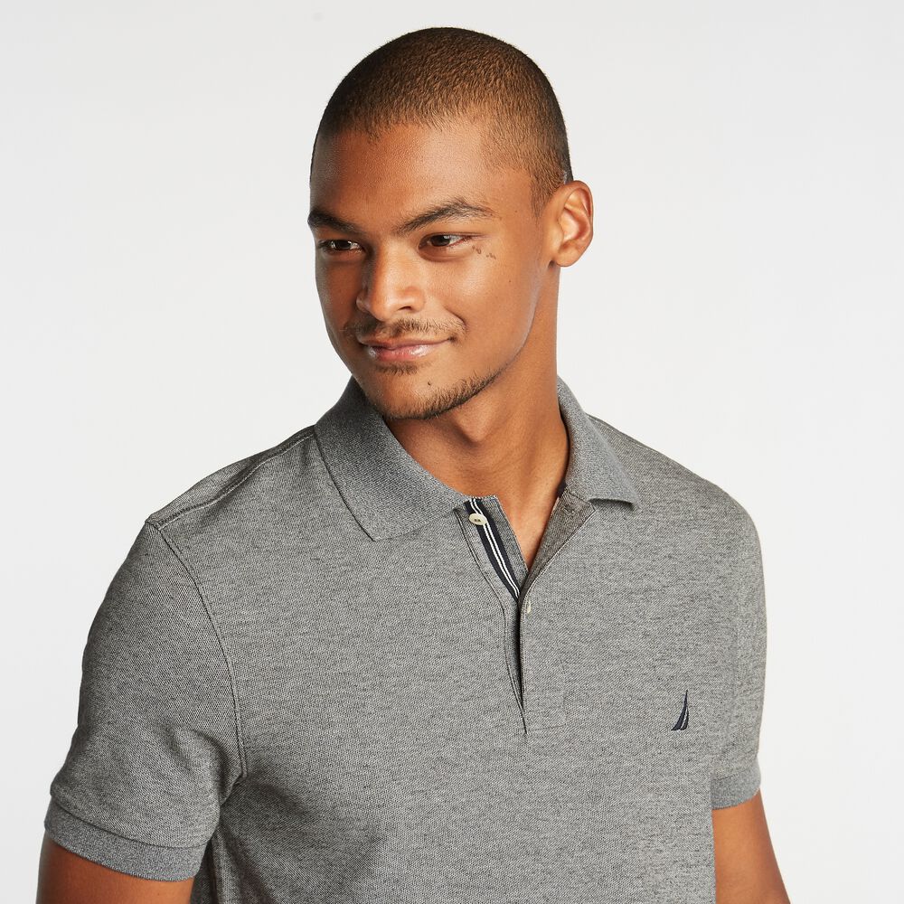 SLIM FIT PERFORMANCE DECK POLO,Charcoal Heather,large