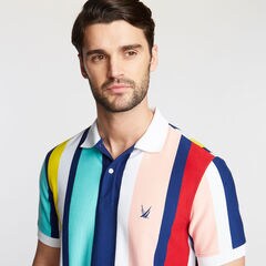 CLASSIC FIT VERTICAL STRIPED POLO,Blue Depths,large