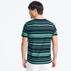 STITCHED-STRIPE T-SHIRT,Navy,large
