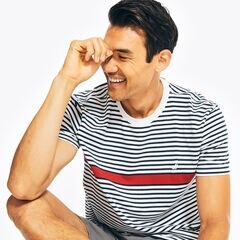 NAVTECH EVERYDAY CHEST-STRIPE T-SHIRT,Bright White,large