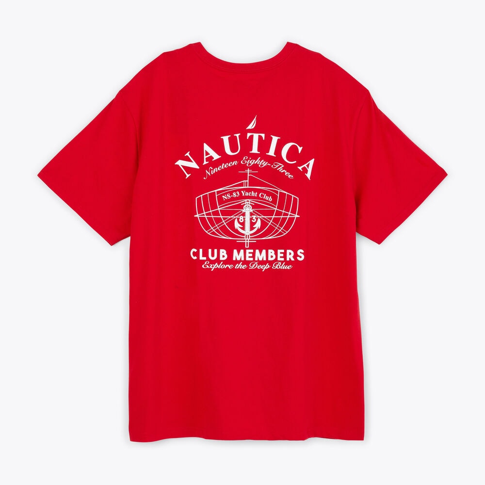 SUSTAINABLY CRAFTED YACHT CLUB GRAPHIC T-SHIRT,Nautica Red,large