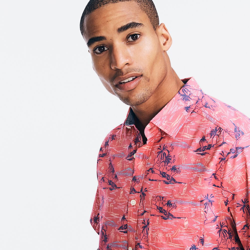 ISLAND PRINT SHORT-SLEEVE SHIRT,Riggin Red,large