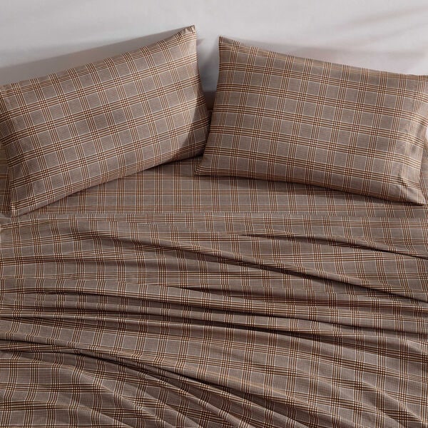 Declan Beige Plaid Queen Sheet Set 