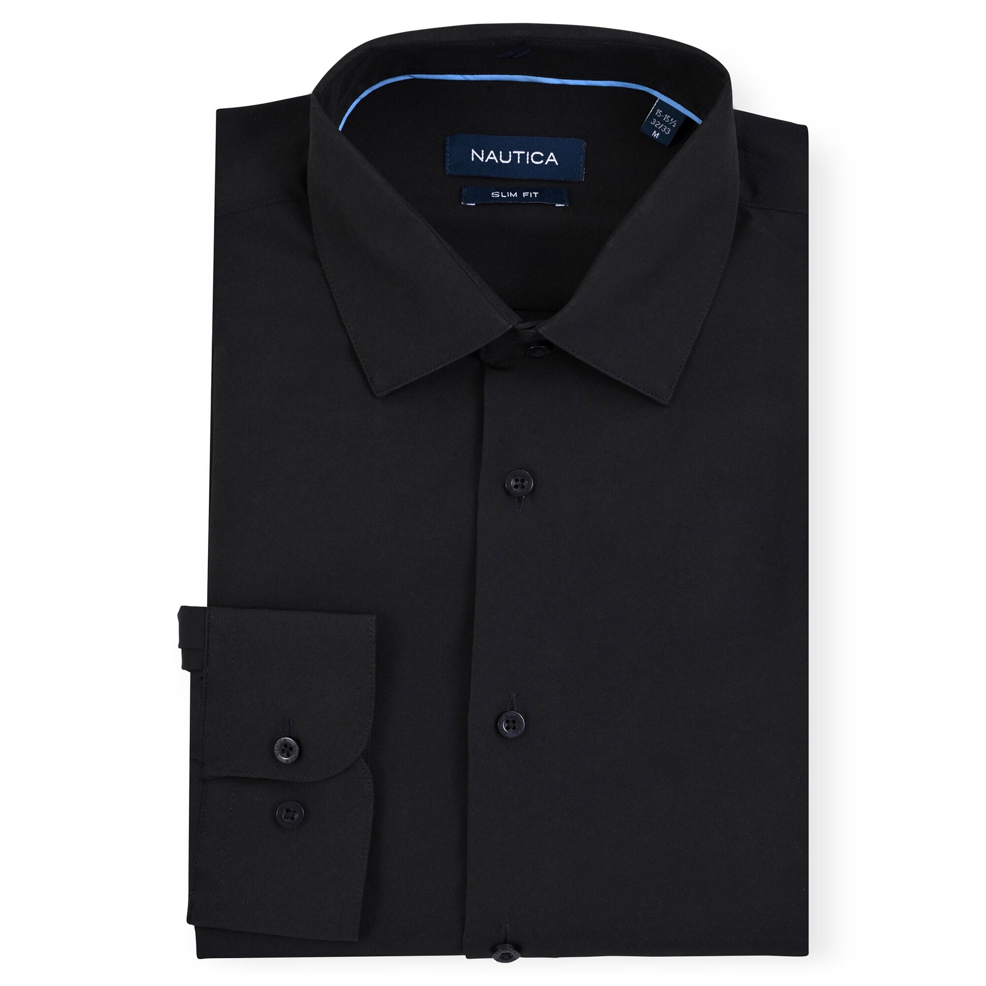 Slim Fit Wrinkle-Resistant Dress Shirt,Black,large