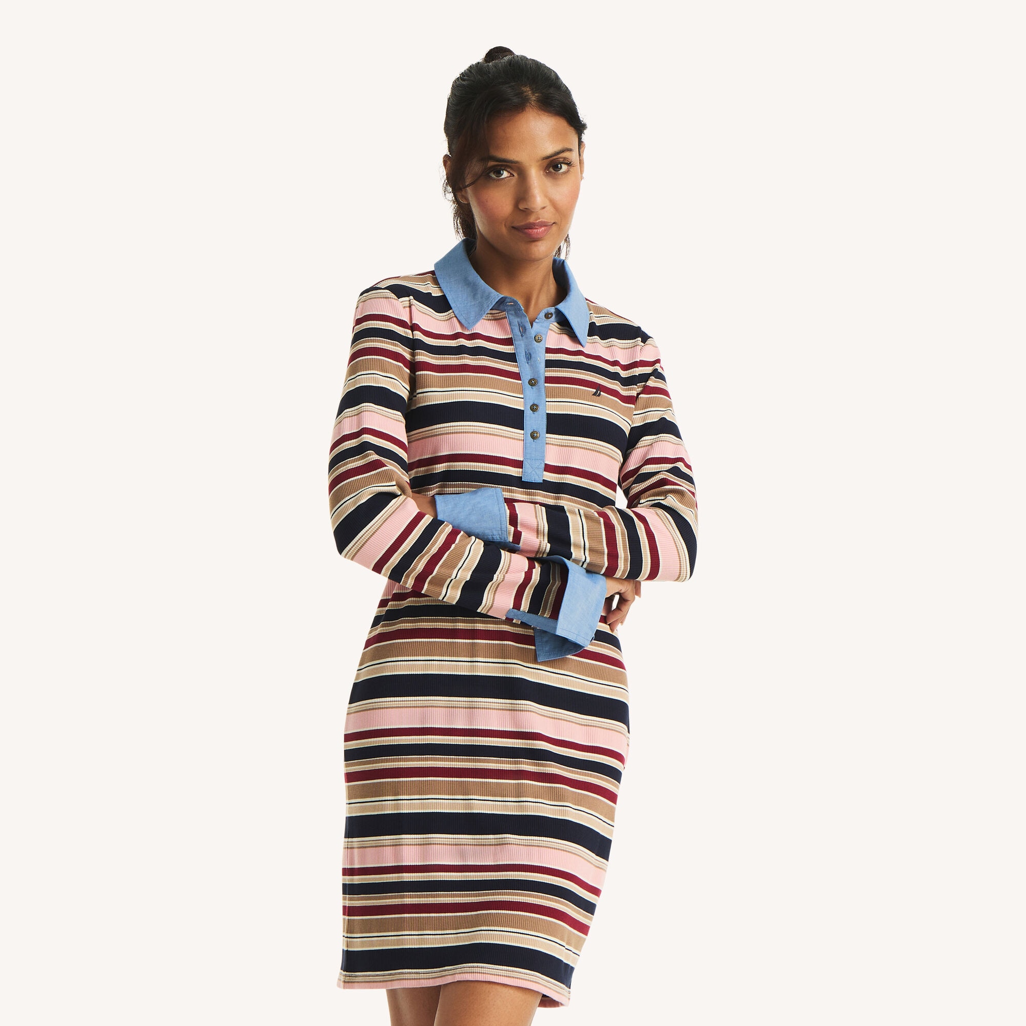 Mixed Media Striped Polo Dress (00199684995587) photo