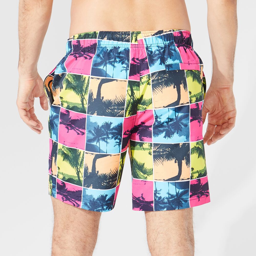 8" PALM TREE PHOTO PRINT SWIM,Rockaway Red,large
