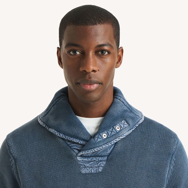 Stonewashed Shawl Collar Sweater