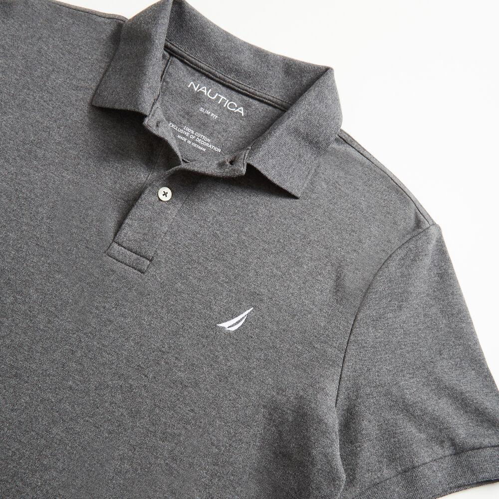SLIM FIT INTERLOCK POLO,Charcoal Heather,large