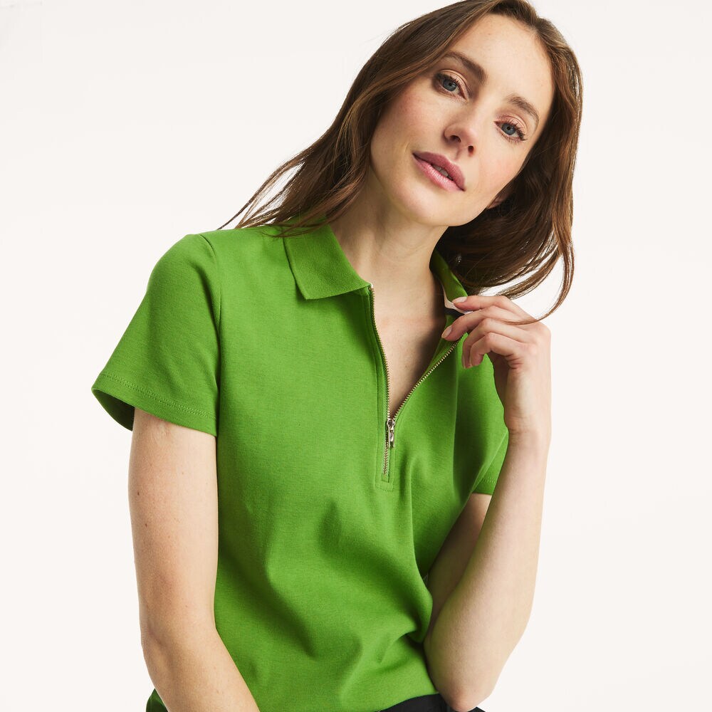 Zip-Up Polo,Mint Spring,large