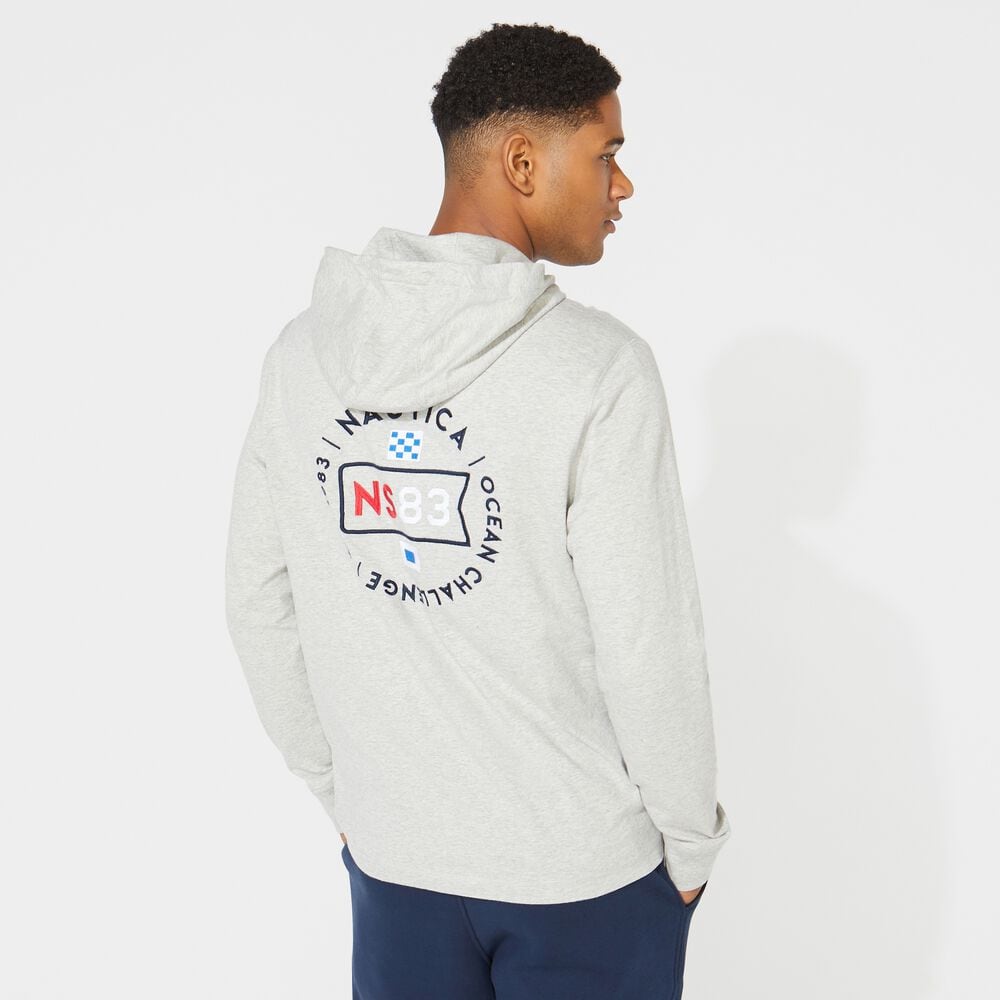 GRAPHIC LONG-SLEEVE T-SHIRT HOODIE,Grey Heather,large