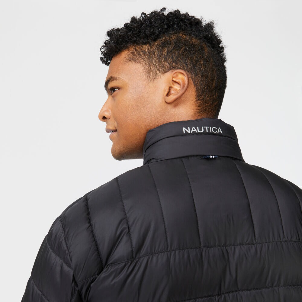 QUILTED BRAND ICON RIPSTOP JACKET,True Black,large