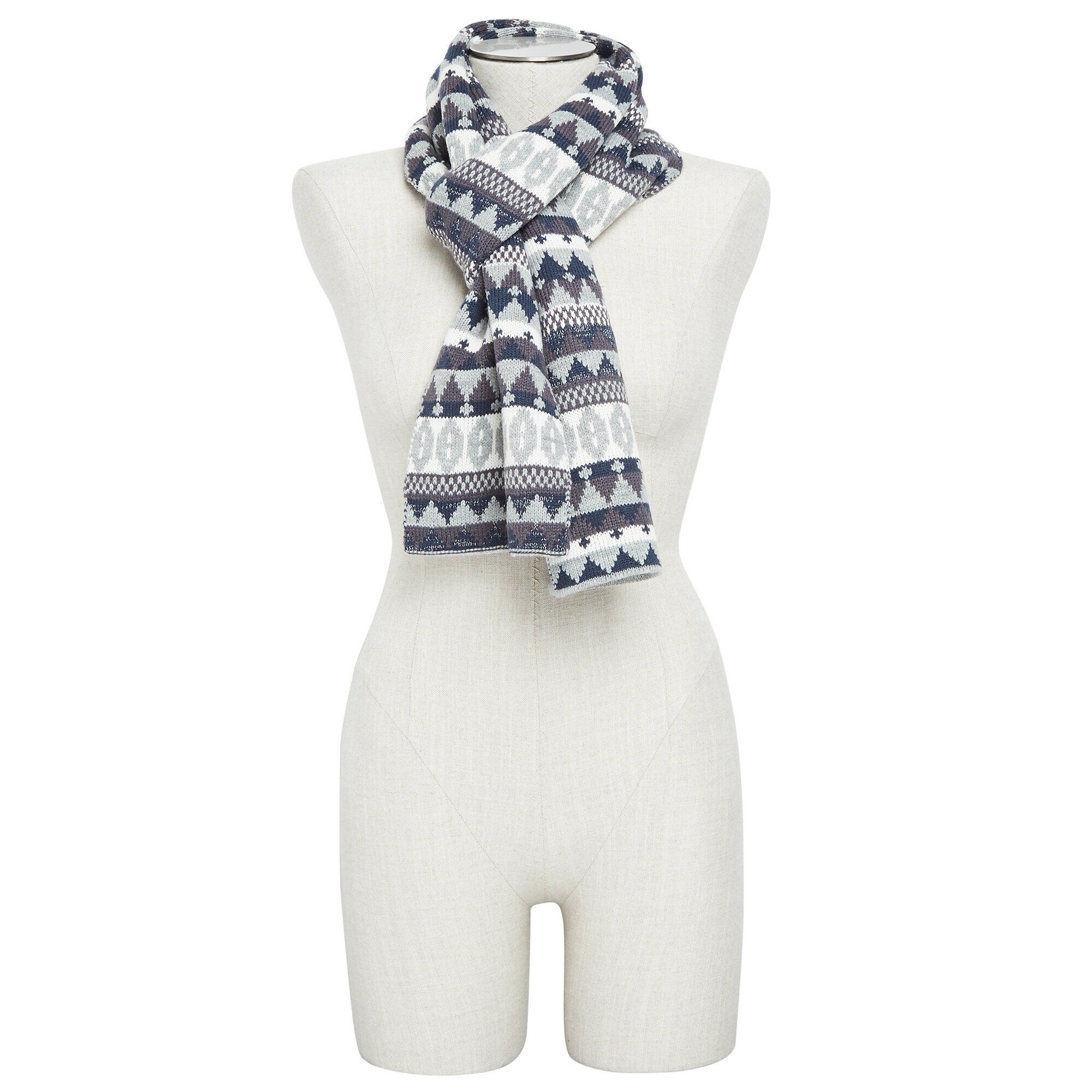Fair Isle Scarf,Grey Heather,large