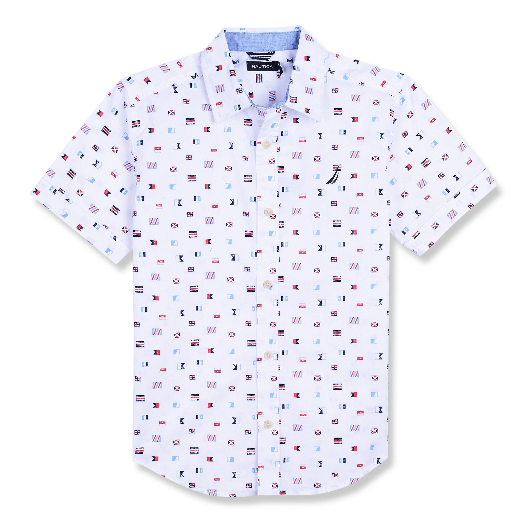 Boys' Scott Flag Short Sleeve Shirt (8-20),Antique White Wash,large
