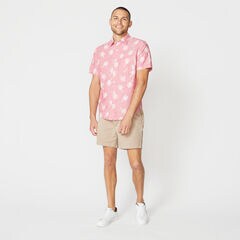 CLASSIC FIT TROPICAL PRINT LINEN SHIRT,Sailor Red,large
