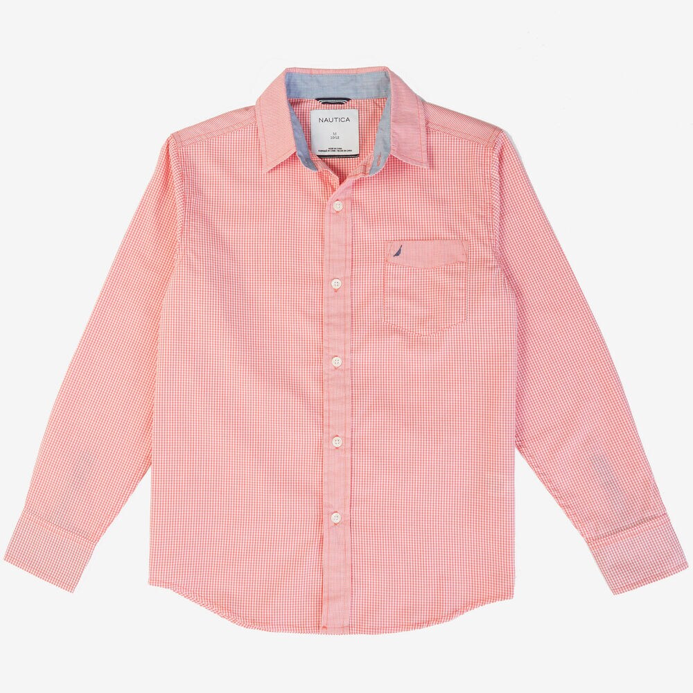 Little Boys' Gingham Button-Down Shirt (2T-7),Firey Red,large