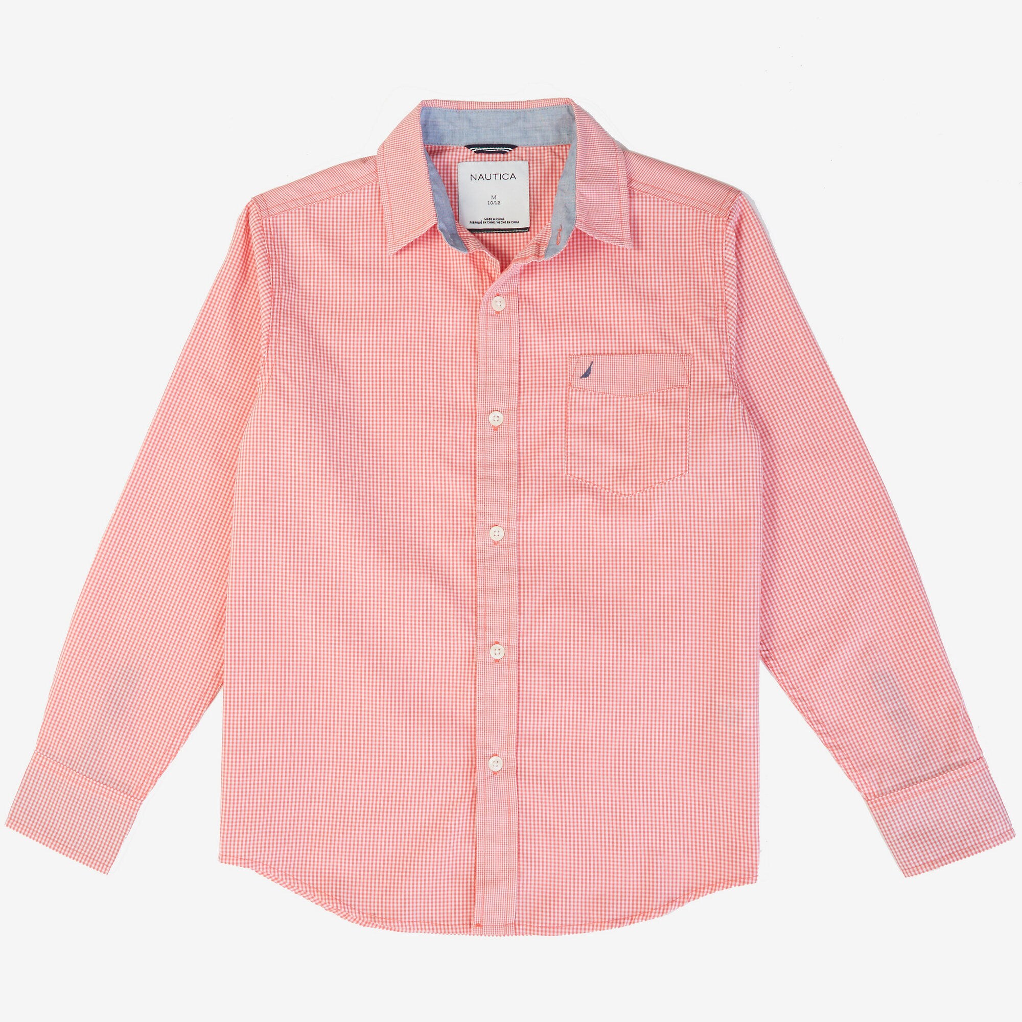 Little Boys' Gingham Button-Down Shirt (2T-7),Firey Red,large