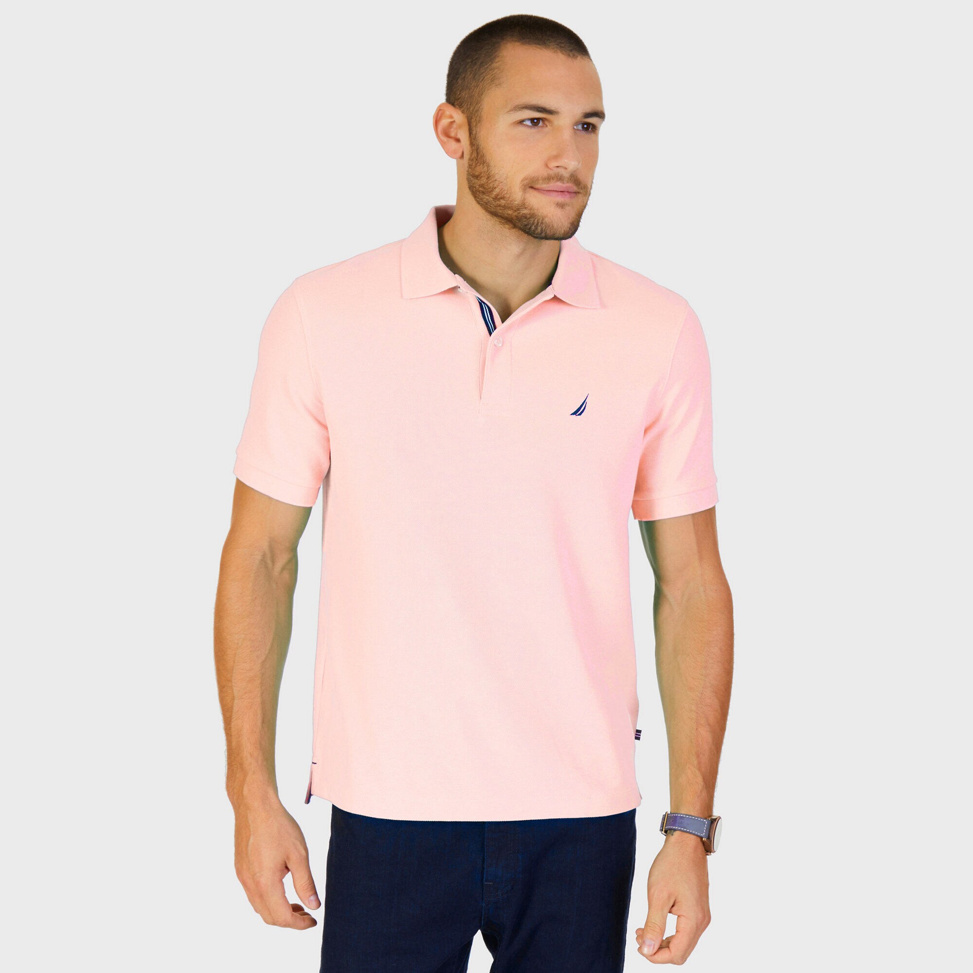 BIG & TALL STRETCH MESH POLO,Coral Sands,large