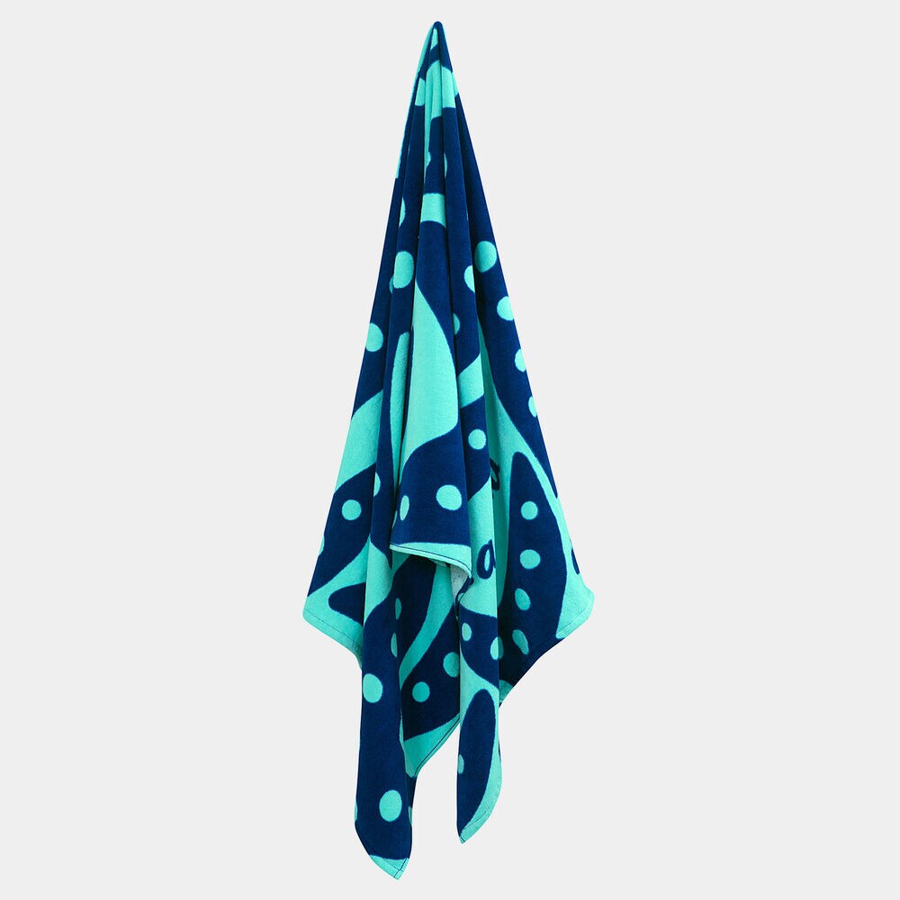 KIDS' STARFISH PRINT BEACH TOWEL,Capri Blue,large