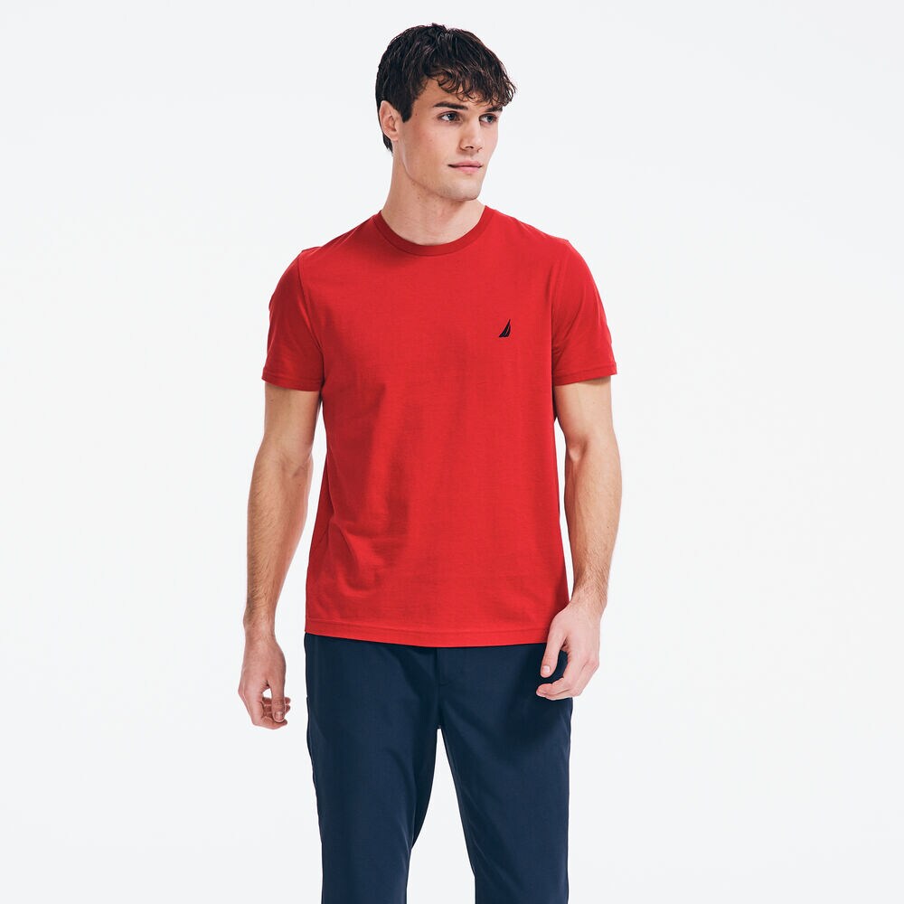 PREMIUM COTTON CREWNECK T-SHIRT,Nautica Red,large