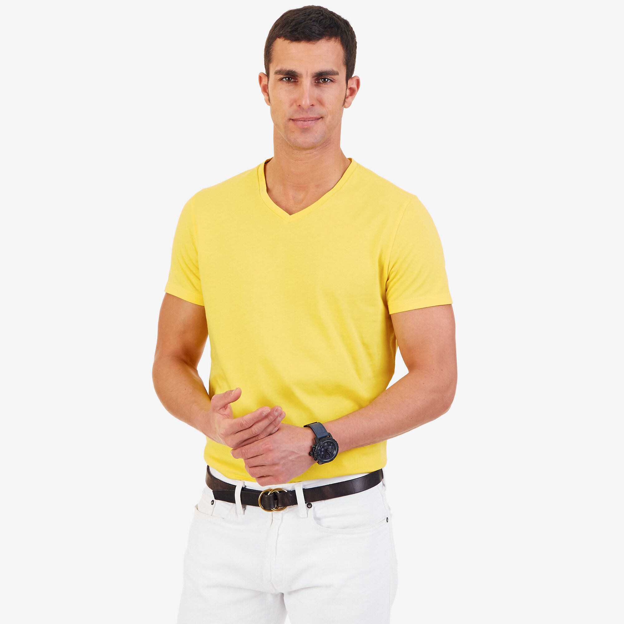 V-Neck T-Shirt,Marigold,large