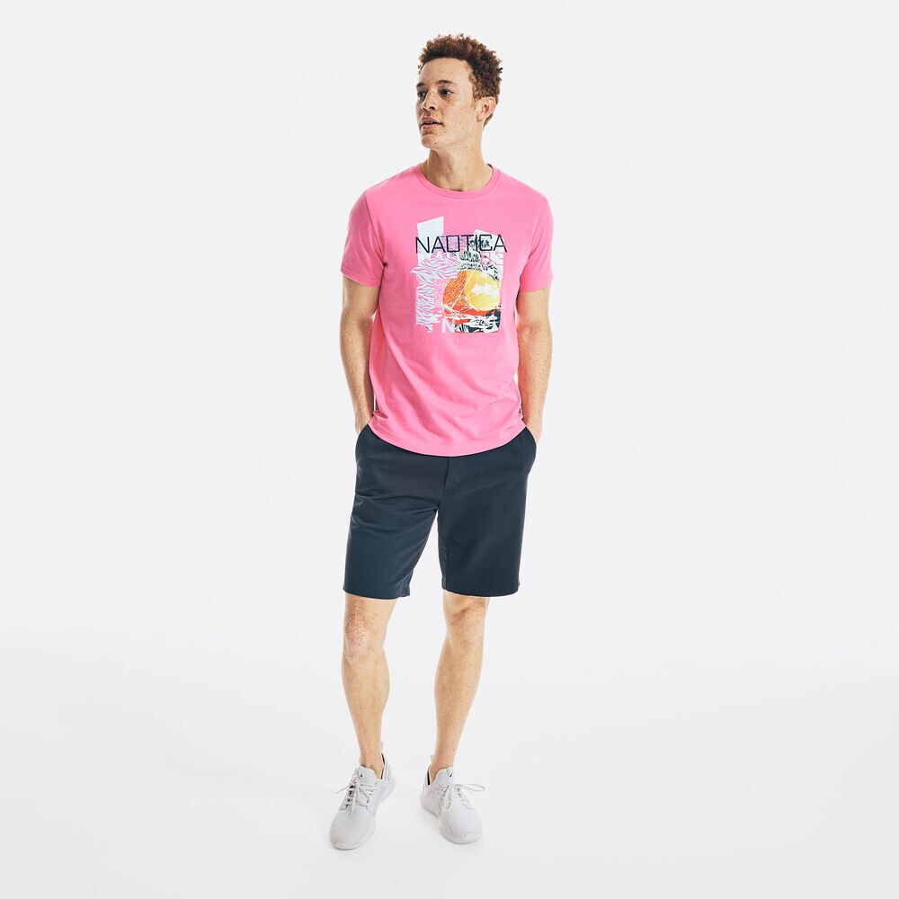 PHOTO PRINT GRAPHIC T-SHIRT,Carnation Pink,large