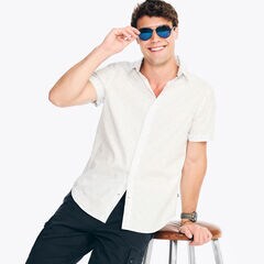 Classic Fit Wrinkle-Resistant Short-Sleeve Shirt,Bright White,large