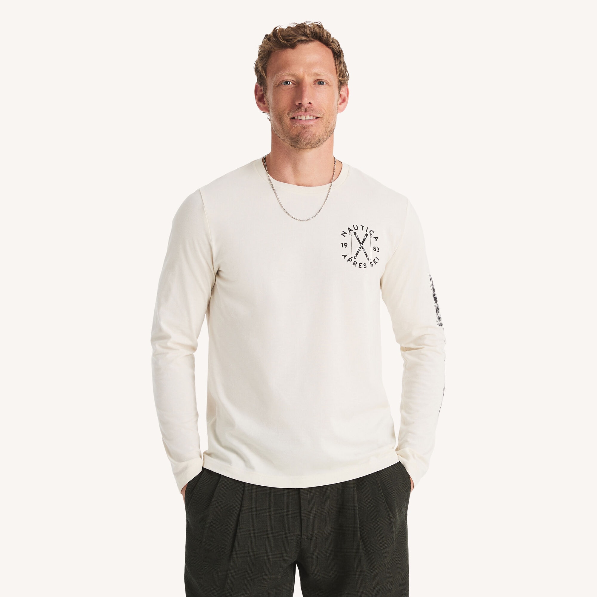 Long-Sleeve Home Away From Home Graphic T-Shirt,Natural,large