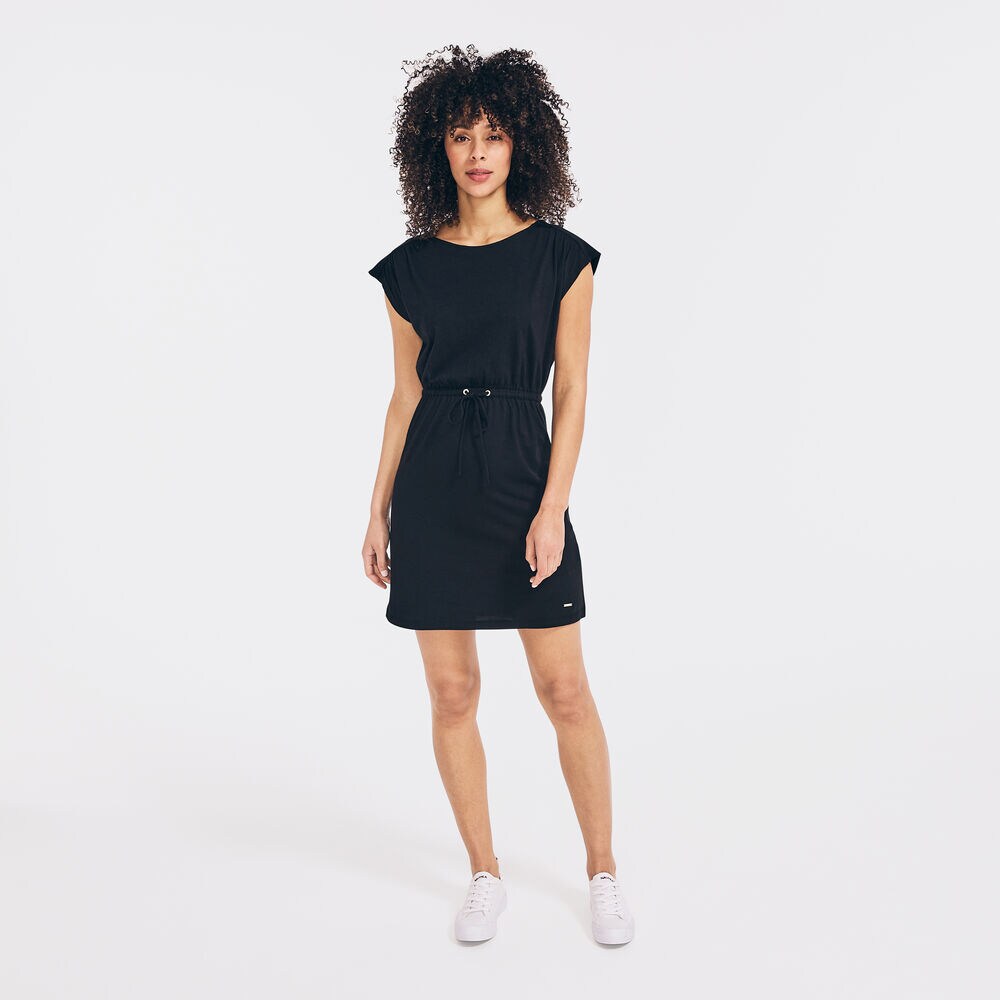 SUSTAINABLY CRAFTED OPEN-BACK DRESS,True Black,large