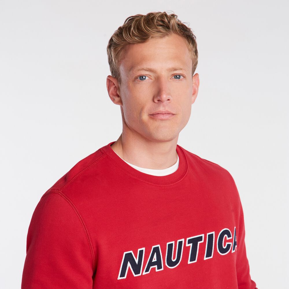 NAUTICA LOGO CREWNECK SWEATSHIRT,Nautica Red,large